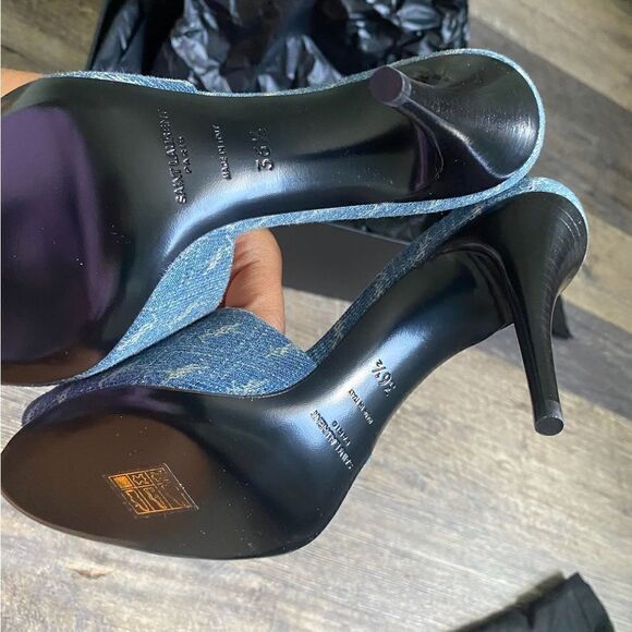 [YSL] logo denim mules RARE BNIB - Picture 7 of 11